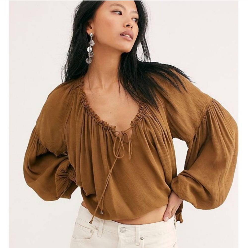 FREE PEOPLE Banda Blouse Ginger Snap Size XL